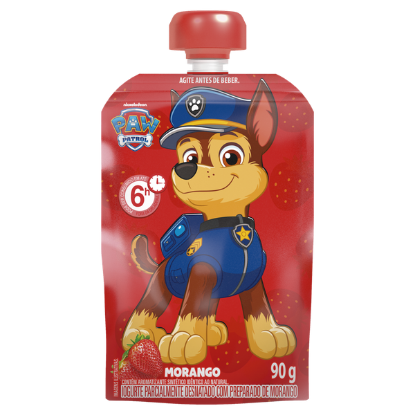 Iogurte Elegê Paw Patrol Desnatado Morango 90g