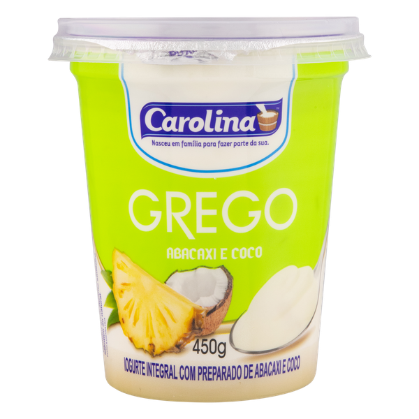 Iogurte Grego Carolina Abacaxi e Coco 450g