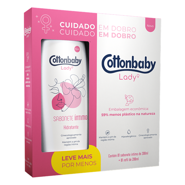 Kit Sabonete Cottonbaby Íntimo Líquido + Refil Lady Higiênico Íntima 200ml