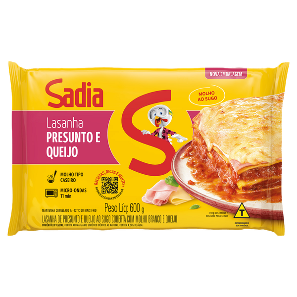 Lasanha Sadia Presunto e Queijo 600g