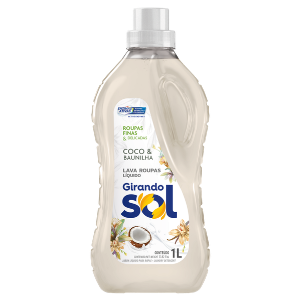 Lava Roupas Girando Sol Coco Branco Líquido 1L