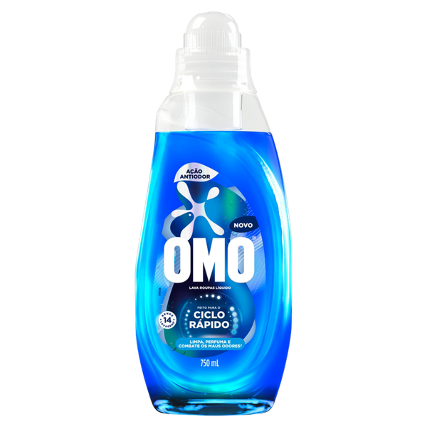 Lava Roupas Omo Lavagem Rápida Antiodor Líquido 750ml