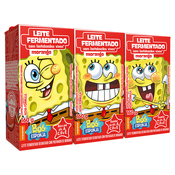 Leite Fermentado Bob Esponja Mega Morango 480g