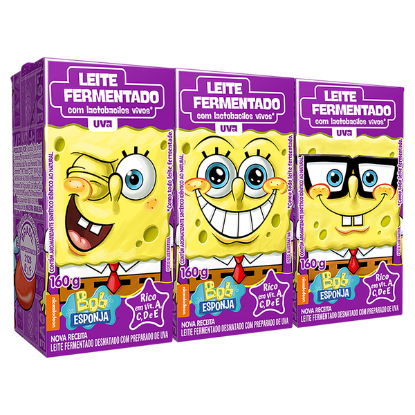 Leite Fermentado Bob Esponja Mega Uva 480g
