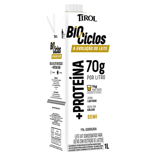Leite UHT Tirol Biociclos + Proteína Semidesnatado 1L