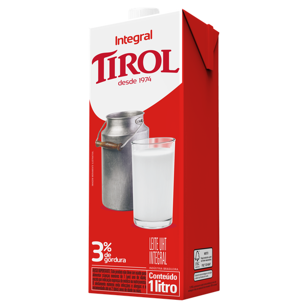 Leite UHT Tirol Integral Tampa Rosca 1L