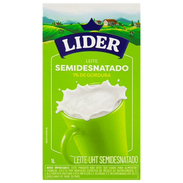 Leite UHT Líder Semidesnatado 1L