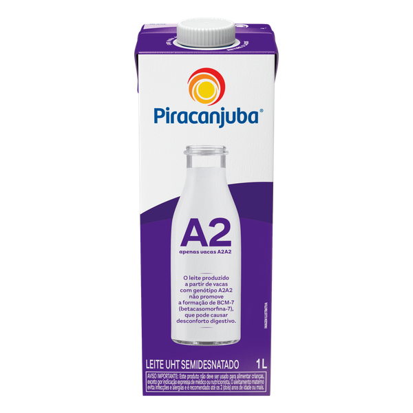 Leite UHT Piracanjuba A2 Semidesnatado Edge 1L