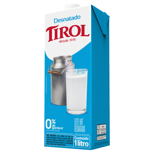 Leite UHT Tirol Desnatado Tampa Rosca 1L