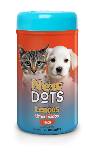 Lenço Umedecido Cães Gatos New Dots Talco 75Un
