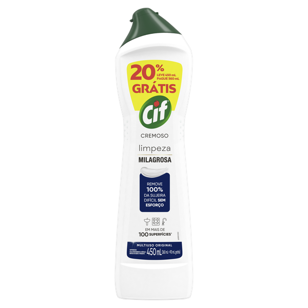 Limpador Cremoso Cif Multiuso Original Leve 450ml Pague 360ml