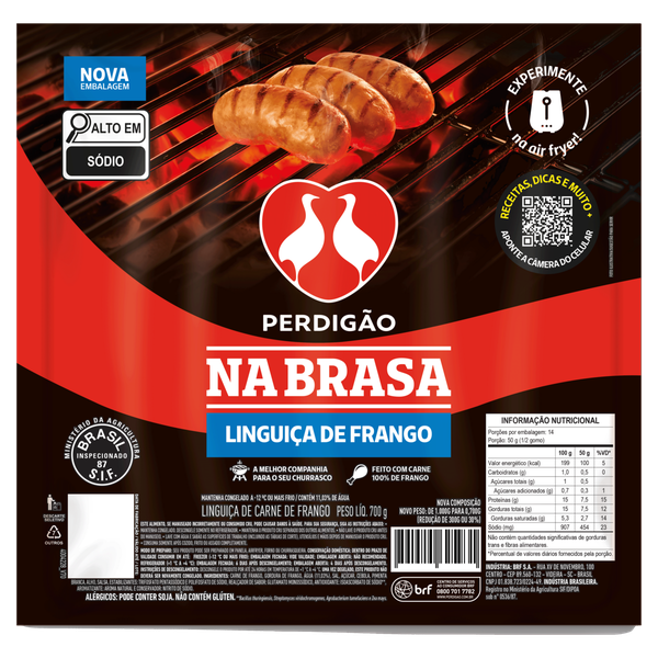 Linguiça Frango Perdigão Na Brasa Congelado 700g