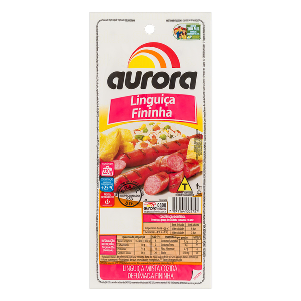 Linguiça Mista Aurora Fininha Defumado 220g