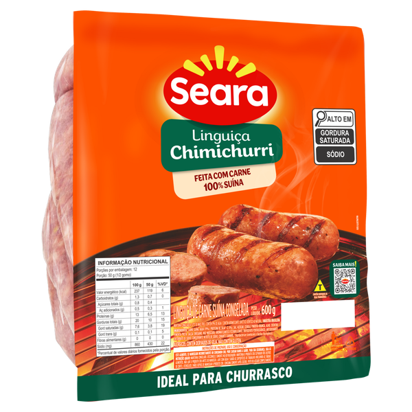 Linguiça Suína Seara Congelado Chimichu 600g