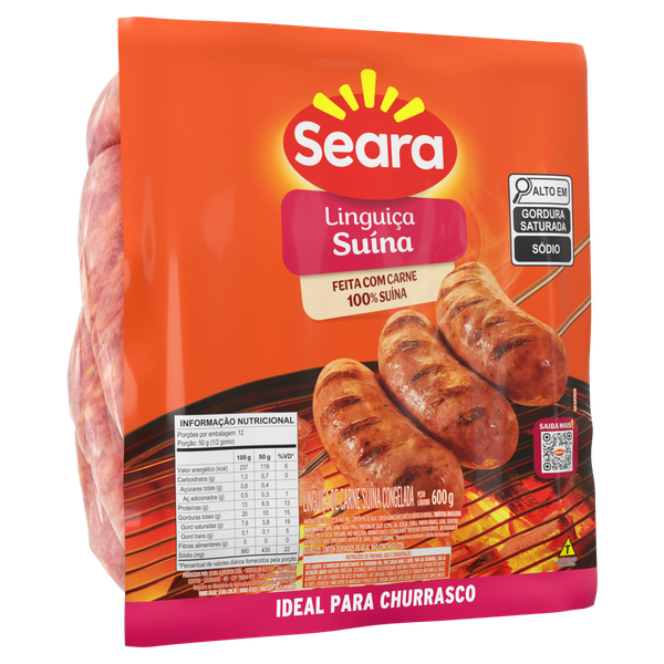 Linguiça Suína Seara Churrasco Congelada 600g