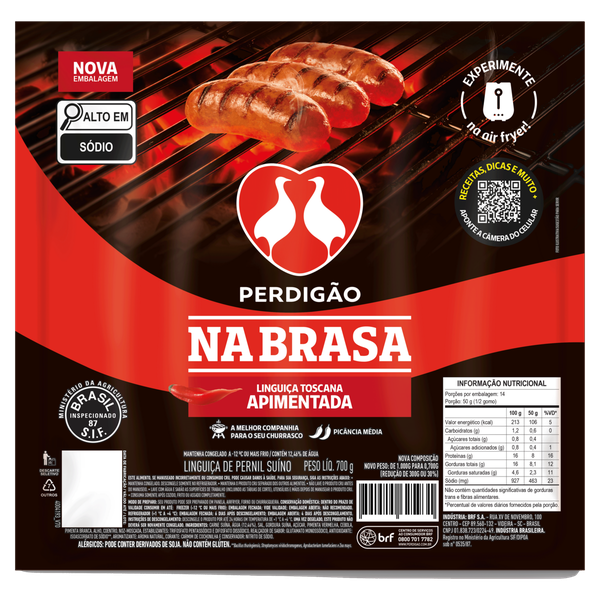 Linguiça Toscana Perdigão Na Brasa Congelado Apimentada 700g