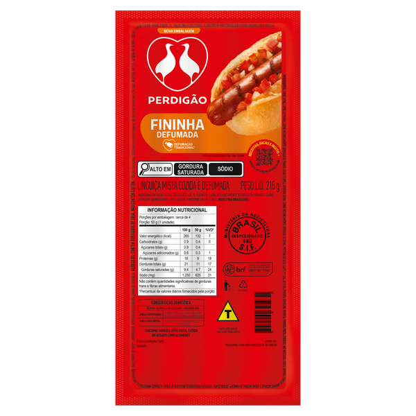 Linguiça Fininha Defumada Perdigão 215g