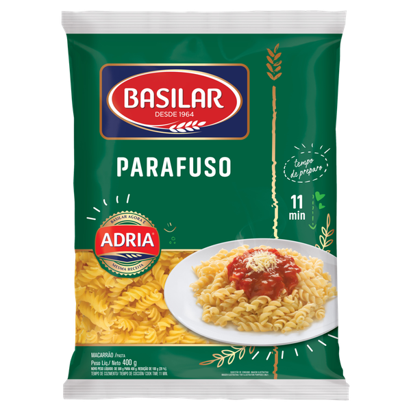 Macarrão Basilar Parafuso Semolado 400g