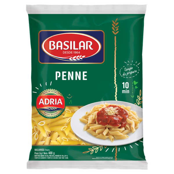 Macarrão Basilar Penne Semolado 400g