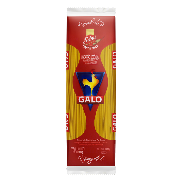 Macarrão Galo Espaguete N°8 Sêmola 500g