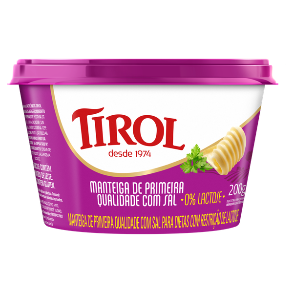 Manteiga Tirol Zero Lactose com Sal 200g