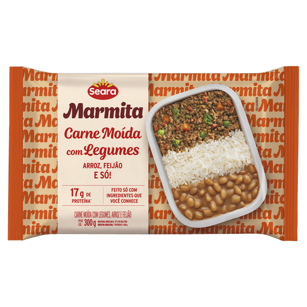 Marmita Seara Carne Moída com Legumes, Arroz e Feijão 300g