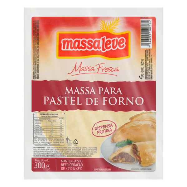 Massa para Pastel de Forno Massa Leve 300g