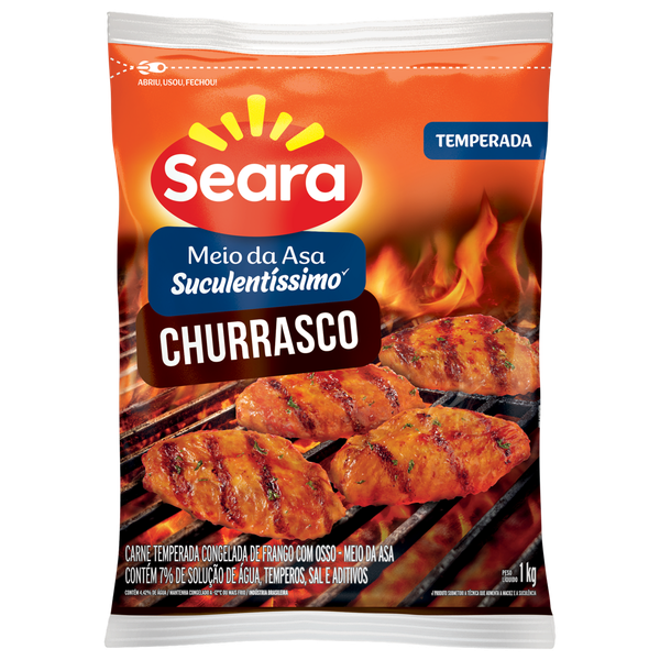 Meio Asa Seara Temperada Congelado 1kg