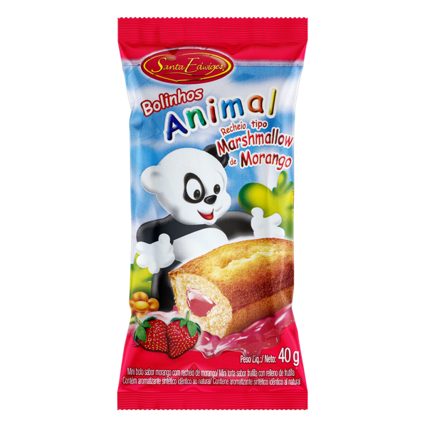 Mini Bolo Santa Edwiges Morango Recheio Marshmallow 40g