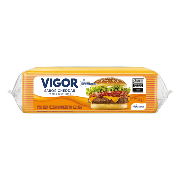 Mistura Queijo Processado Vigor Fatiado Cheddar 2,24kg