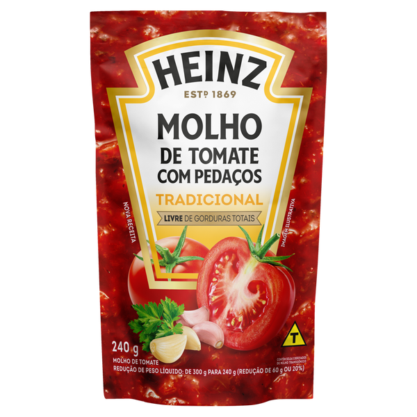 Molho de Tomate com Pedaços Tradicional Heinz Sachê 240g