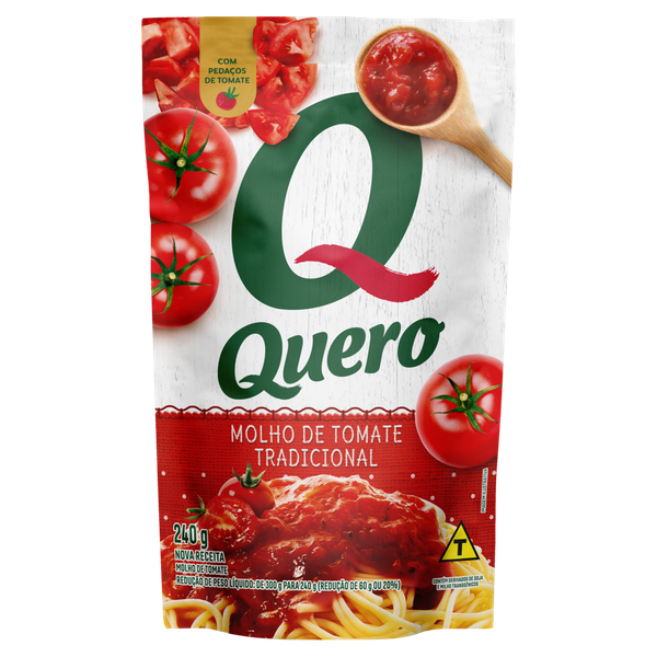 Molho de Tomate Tradicional Quero Sachê 240g