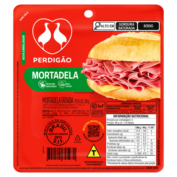 Mortadela Bologna Fatiada Perdigão 200g