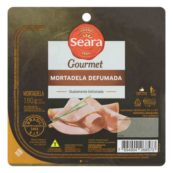 Mortadela Seara Defumado Goumert Fatiado 180g
