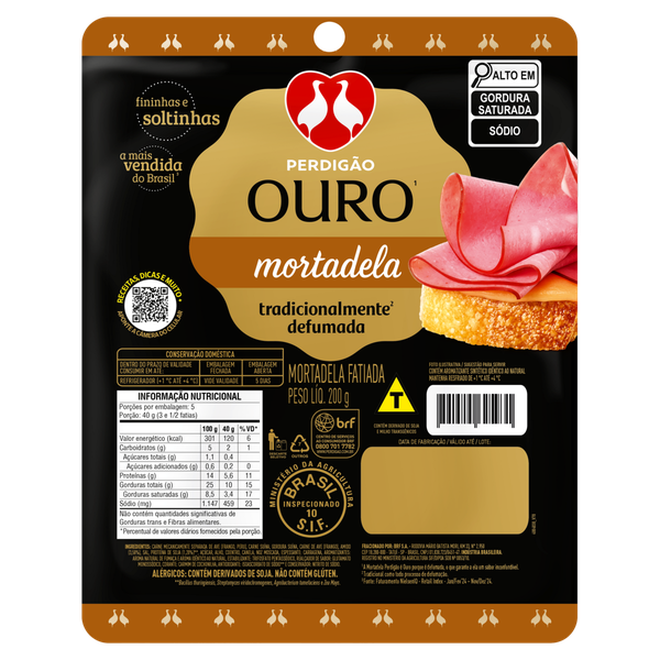 Mortadela Ouro Fatiada Perdigão 200g