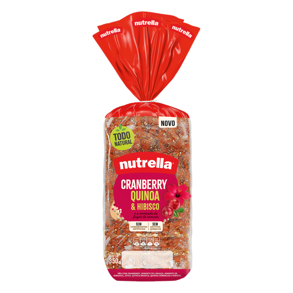 Pão Nutrella Cranberry Quinoa Hibisco 350g