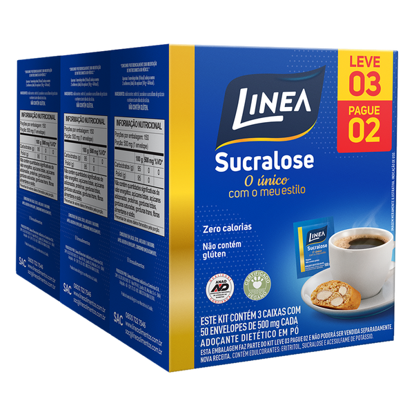 Adoçante em Pó Linea Sucralose Sachê 40g Leve 3 Pague 2