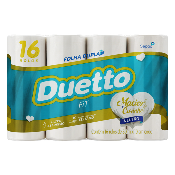 Papel Higiênico Duetto Folha Dupla Neutro 30m Leve 16 Pague 15