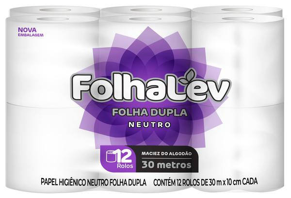 Papel Higiênico Folhalev Folha Dupla 30m 12Un