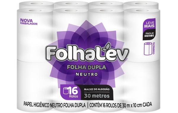 Papel Higiênico Folhalev Folha Dupla Neutro 30m Leve 16 Pague 15