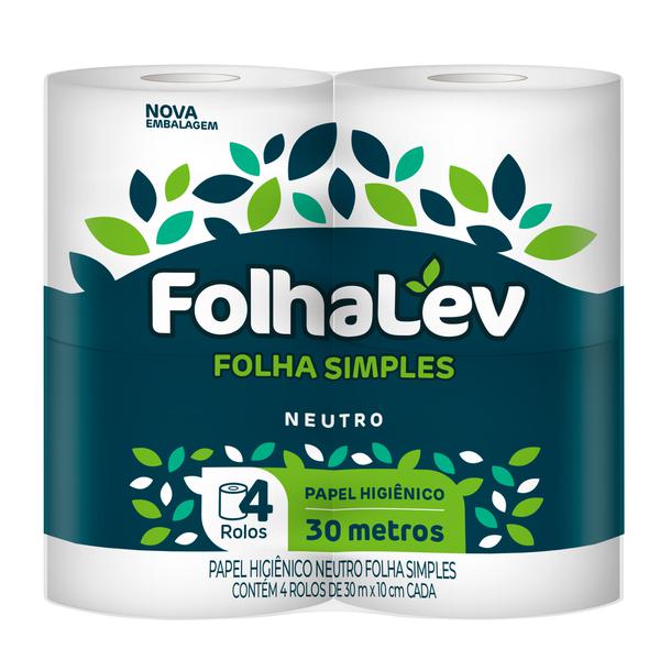 Papel Higiênico Folhalev Folha Simples Neutro 30m 4un Fardo C16