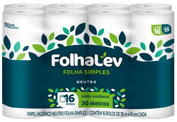 Papel Higiênico Folhalev Neutro Folha Simples 30m L16P15