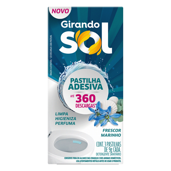 Pastilha Sanitária Adesiva Girando Sol Marinho 3 Unidades