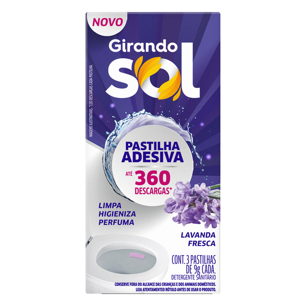 Pastilha Sanitária Adesiva Girando Sol Lavanda 3 Unidades