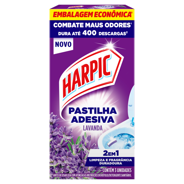 Pastilha Sanitária Adesiva Harpic 2 em 1 Lavanda
