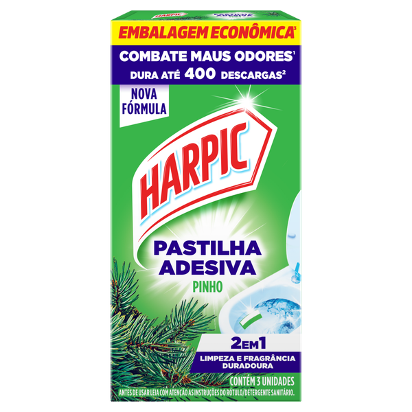 Pastilha Sanitária Adesiva Harpic 2 em 1 Pinho