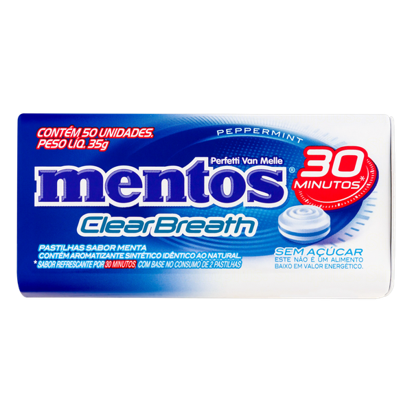Pastilhas Mentos Clearbreath Peppermint 35g