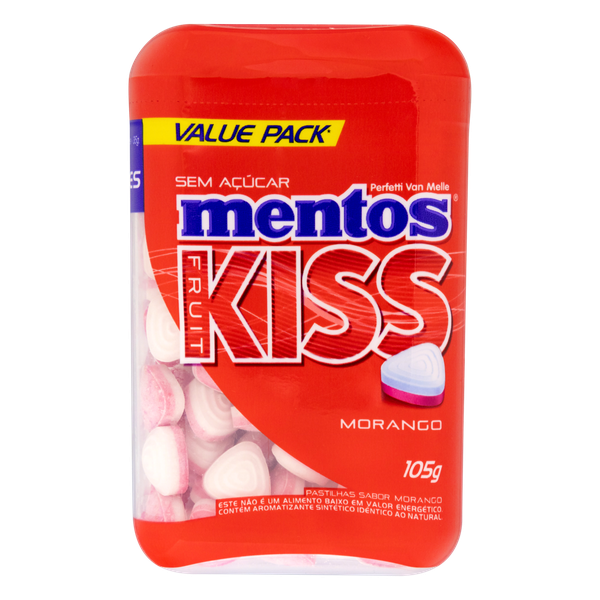 Pastilhas Mentos Kiss Fruit Morango 105g
