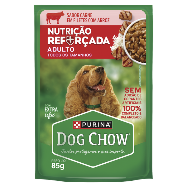 Ração Dog Chow Adulto Sachê Carne Arroz 85g