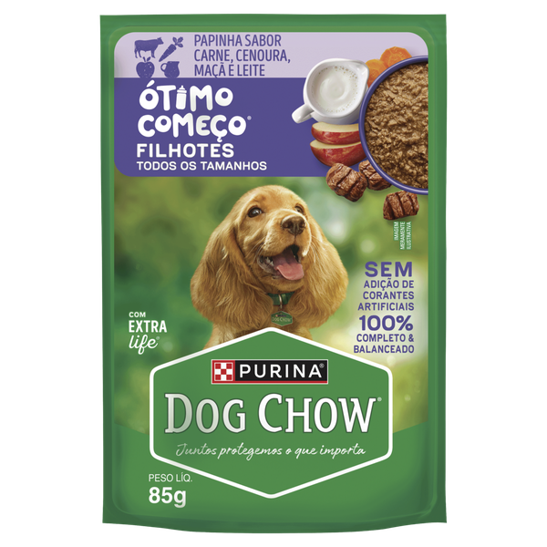 Ração Dog Chow Filho Sachê Carne Leite 85g